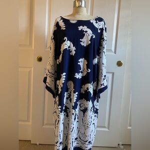 Sandra Darren Navy and White Dress